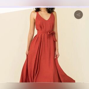 Elegant Red Orange Sleeveless Dress